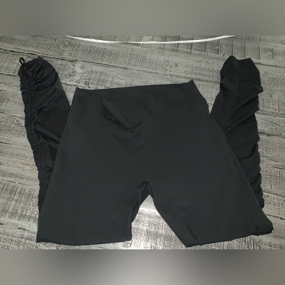 Purelux Fabletics XL Black Drawstring Ruched Leggings - Picture 2 of 4